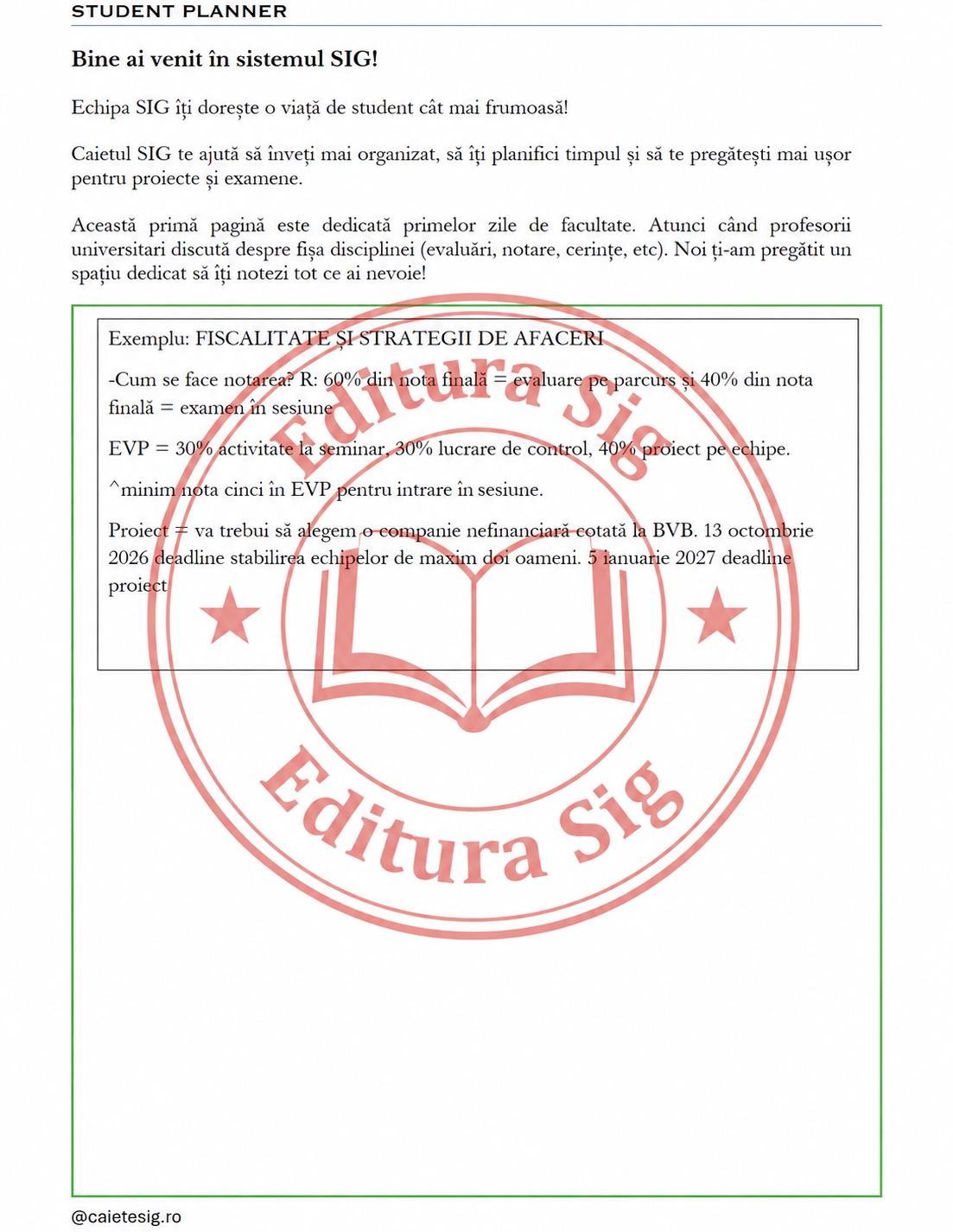 Caiet SIG pentru STUDENȚI