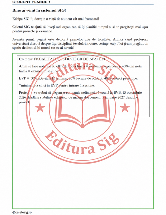 Pachet Complet SIG - 3 Caiete pentru Facultate | Back To Uni 2026