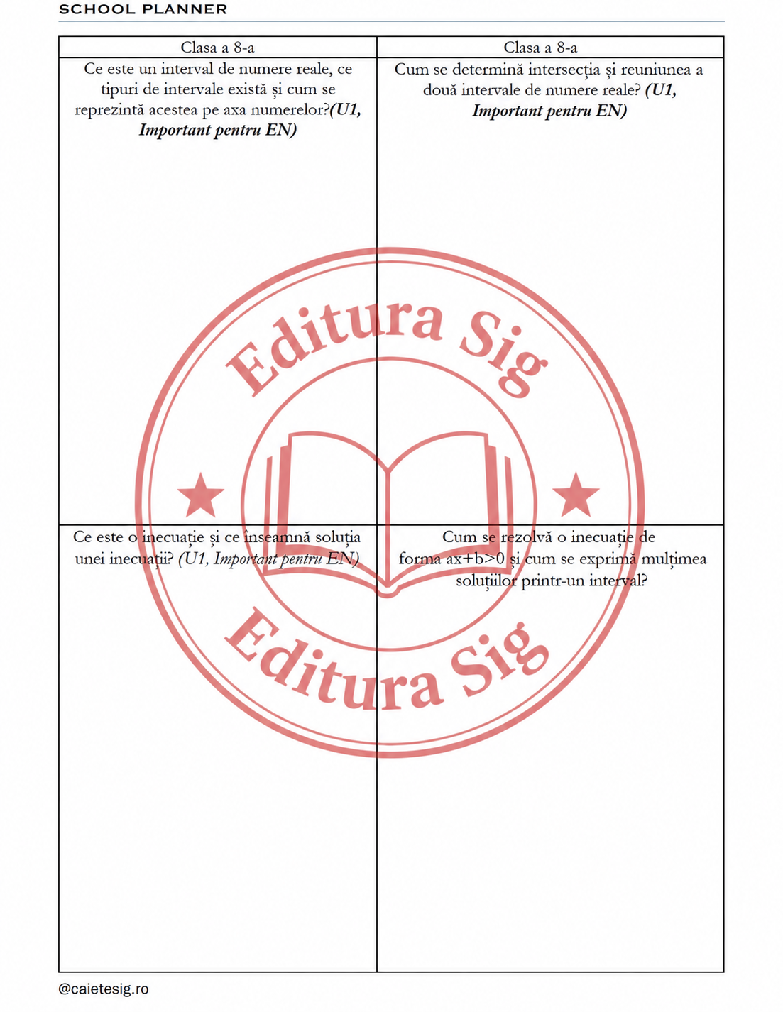 Pachet Complet SIG - 2 Caiete Română + 2 Caiete Matematică clasele 5-8